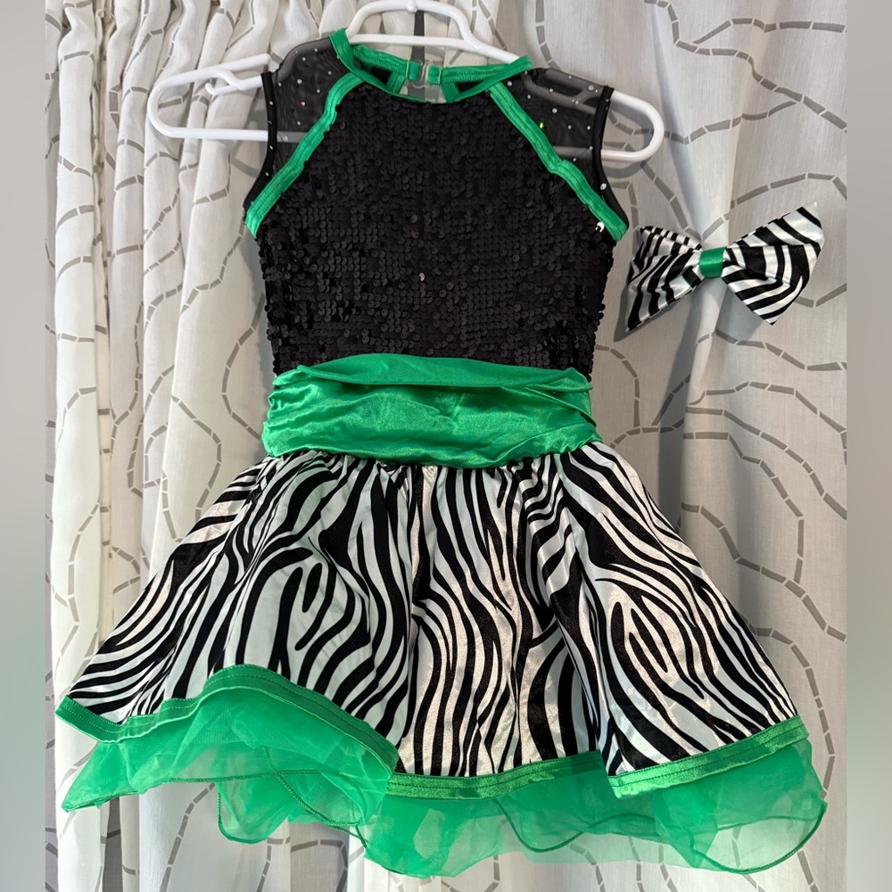 Weissman Green and Black Zebra Dance Costume Style# 10262